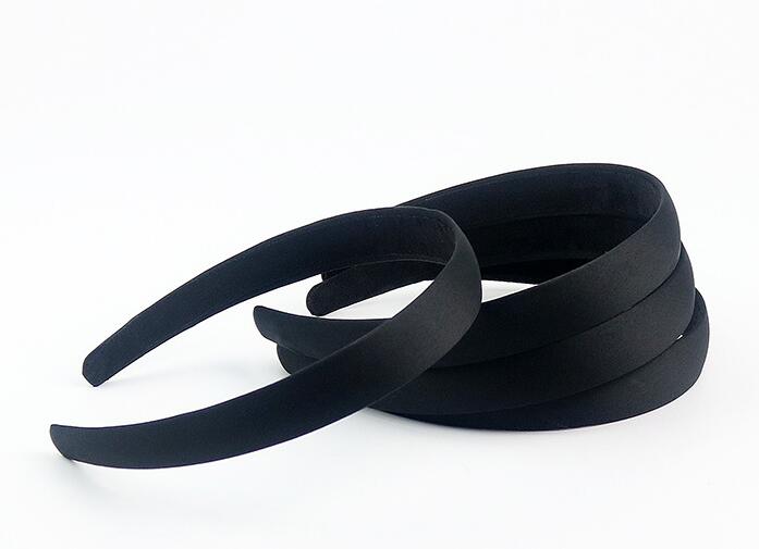10Pcs Black Ribboned Headbands Hair Clips Craft for DIY 15mm - Click Image to Close
