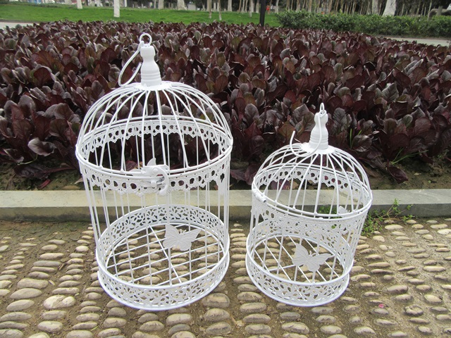 1Set White Round Flying Butterfly Luxury Hanging Bird Cage - Click Image to Close