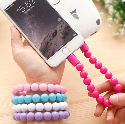 10Pcs USB Data Charging Cable Bead Bracelet Charger For Iphone - Click Image to Close