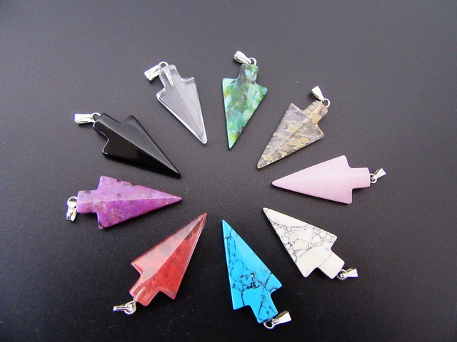 50Pcs Charms Gemstone Arrow pendants Assorted Style - Click Image to Close