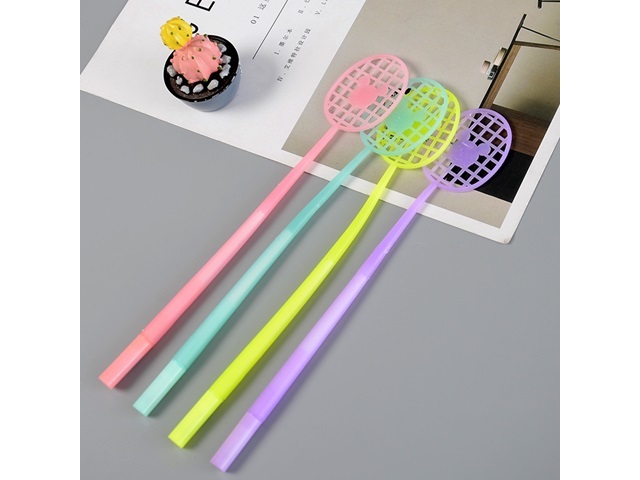12 Novelty Badminton Racket Shaped Gel Pen Kids Stationery