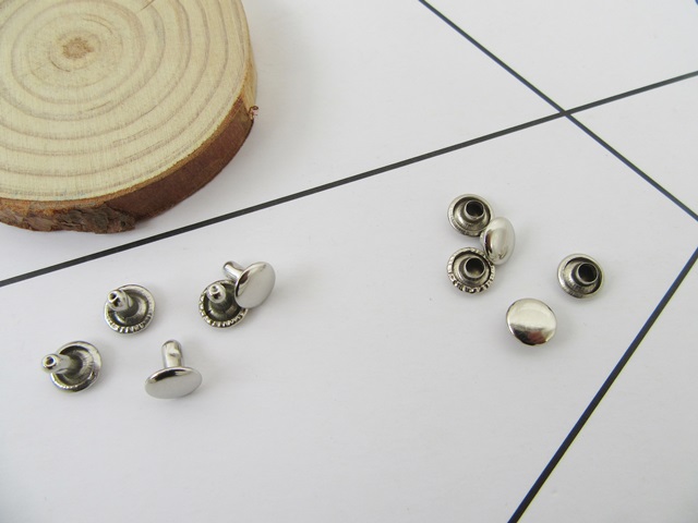 500Set 7mm Flat Round Double Rivets Cap Studs Spots Punk