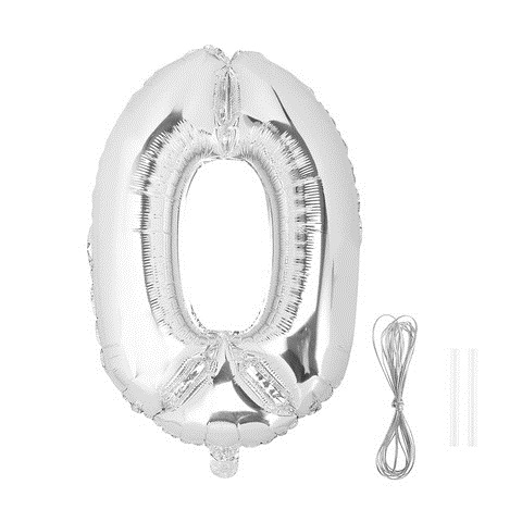 12X Silver Numbers 0 Air-Filled Foil Balloons Party Decor - Click Image to Close