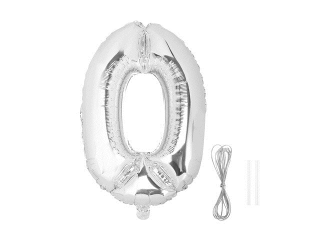 12X Silver Numbers 0 Air-Filled Foil Balloons Party Decor