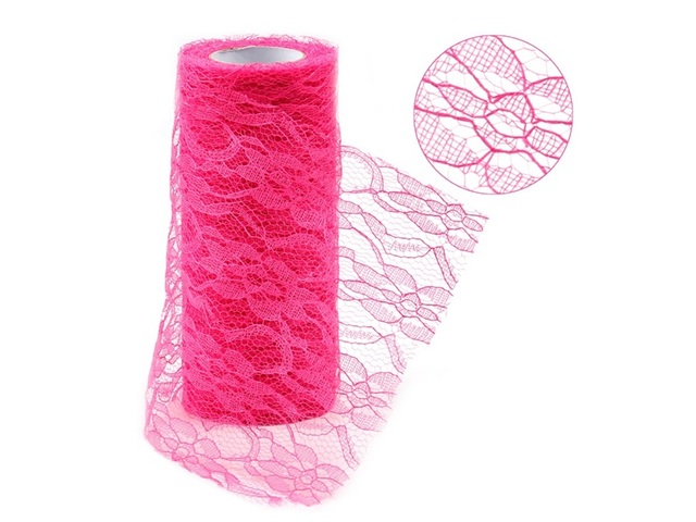 4Roll X 10Yds Fuschia Lace Tulle Roll Spool DIY Wedding Deco 4Roll X 10Yds Fuschia Lace Tulle Roll Spool DIY Wedding Deco