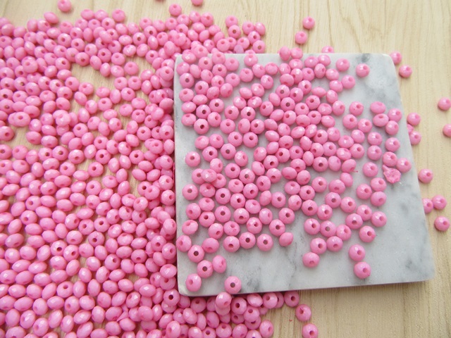 3000Pcs Flat Round Faceted Spacer Beads 6x4mm - Pink - Click Image to Close