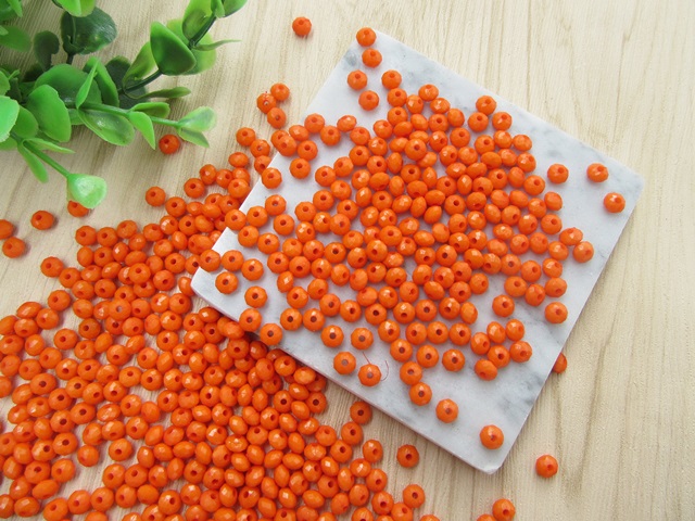 3000Pcs Flat Round Faceted Spacer Beads 6x4mm - Orange - Click Image to Close