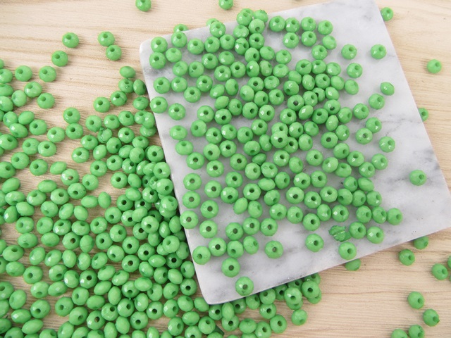 3000Pcs Flat Round Faceted Spacer Beads 6x4mm - Green - Click Image to Close