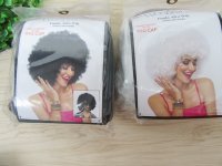 4Pcs Funky Afro Wig Smiffys Disco Fancy Dress Costume