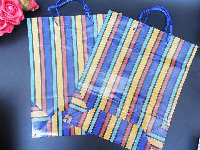 20Pcs New Striped Paper Gift Shopping Bags 32x26x10cm - Click Image to Close