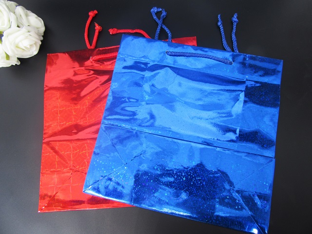 20Pcs Plain Colored Laser Paper Gift Shopping Bags 27x27x11cm - Click Image to Close