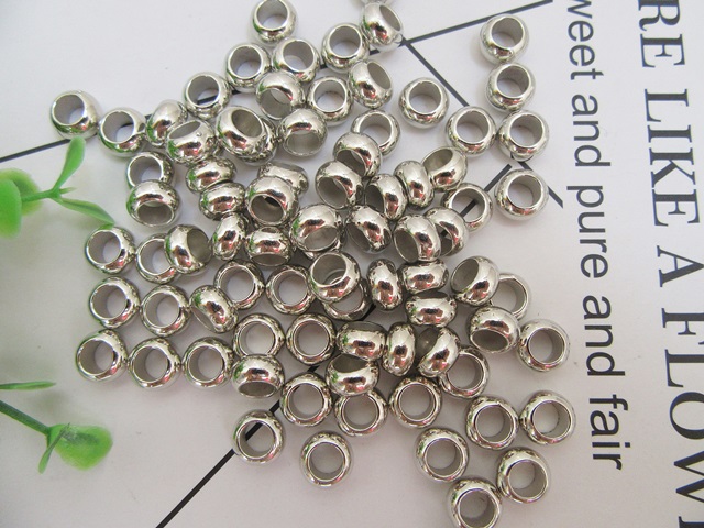 2000Pcs Silver Plated Barrel Beads Spacer Beads Wholesale - Click Image to Close