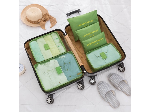 1Set 6in1 Green Zipper Waterproof Luggage Travel Bags Packing 1Set 6in1 Green Zipper Waterproof Luggage Travel Bags Packing