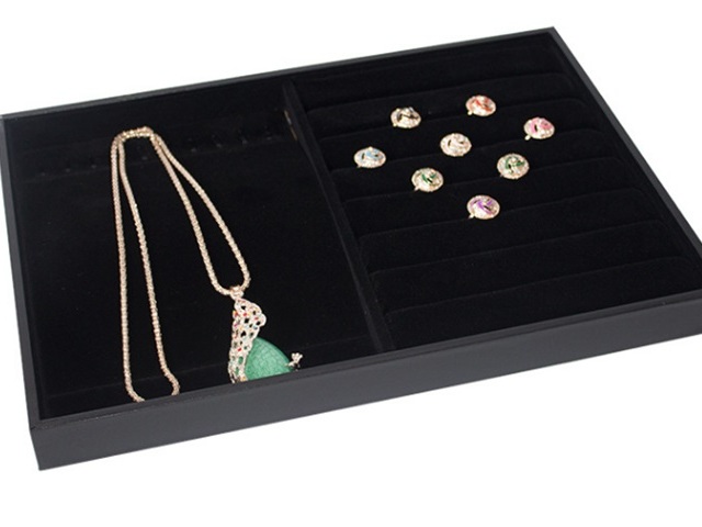 1Pc Velvet Ring Necklace Display Case Jewelry Holder 2 Fuction 1Pc Velvet Ring Necklace Display Case Jewelry Holder 2 Fuction
