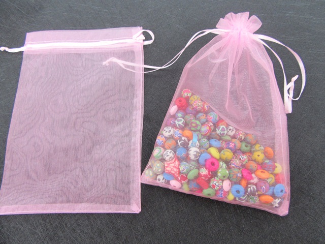 100Pcs Plain Pink Drawstring Jewelry Gift Pouches 20x14.5cm - Click Image to Close