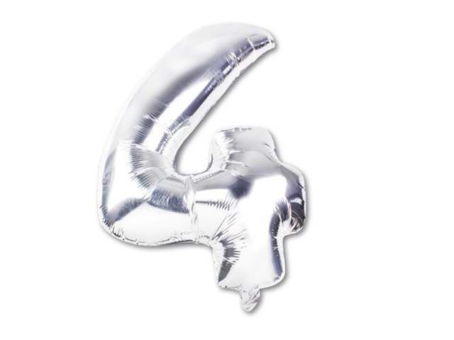 12X Silver Numbers 4 Air-Filled Foil Balloons Party Decor