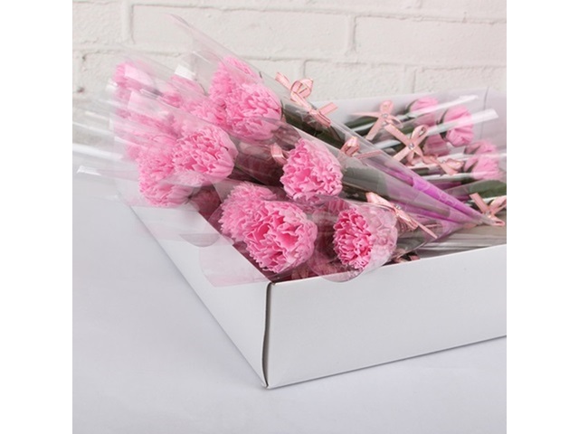60Pcs Pink Bath Artificial Carnation Soap Flower Mother's Day