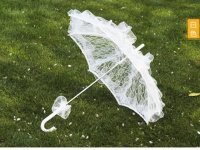 1X White Lace Wedding Bridal Ruffle Parasol Umbrella 58cm Dia