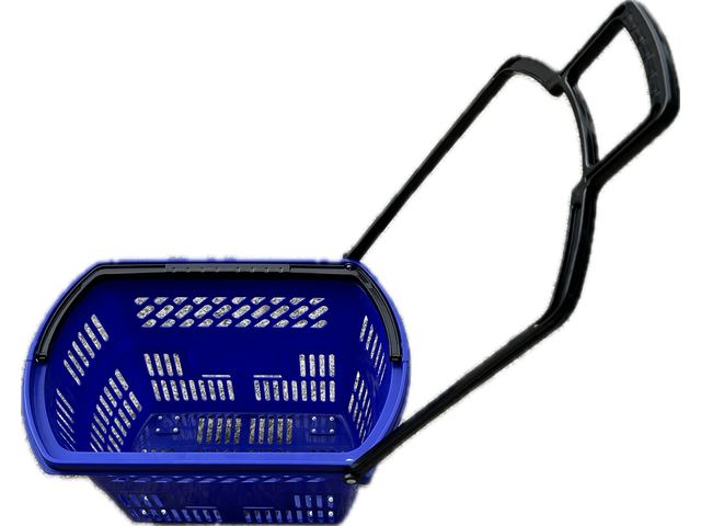 1X Plastic Blue Rolling Shopping Baskets with 2 wheels 1X Plastic Blue Rolling Shopping Baskets with 2 wheels