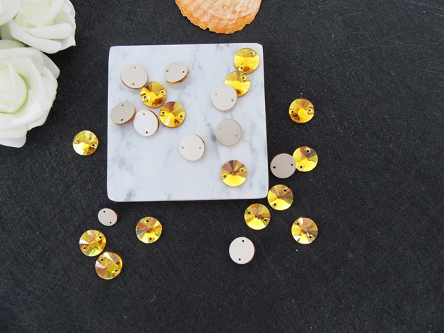 110Pcs Glue Sew Stitch On Flat Back Round Rhinestone Gems - Yell 110Pcs Glue Sew Stitch On Flat Back Round Rhinestone Gems - Yell