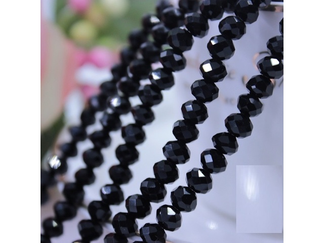 10Strand x 69Pcs Black Rondelle Faceted Crystal Beads 8mm