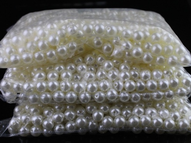 2500 White Round Simulate Pearl Loose Beads 6mm - Click Image to Close