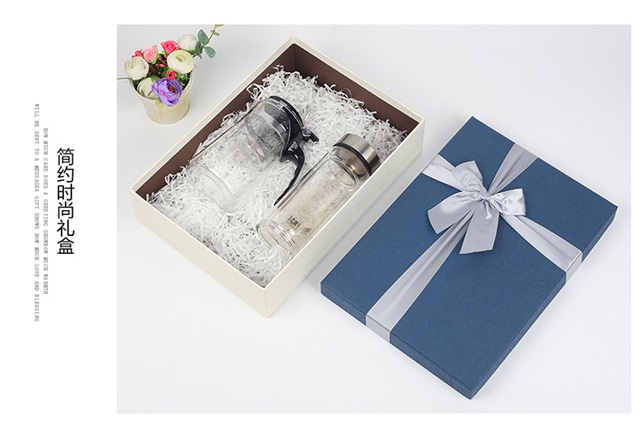 1Set 2in1 Gift Box with Ribbon on Top Blue&White - Click Image to Close
