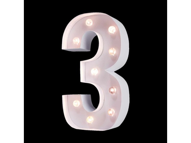 2Set LED Number 3 Symbol 25cm Standing Light Battery Operated 2 Set LED ...