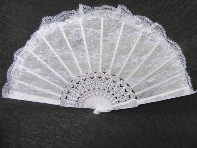 10 Silver Foil Bridal Lace Hand Fan Wedding Favor - Click Image to Close