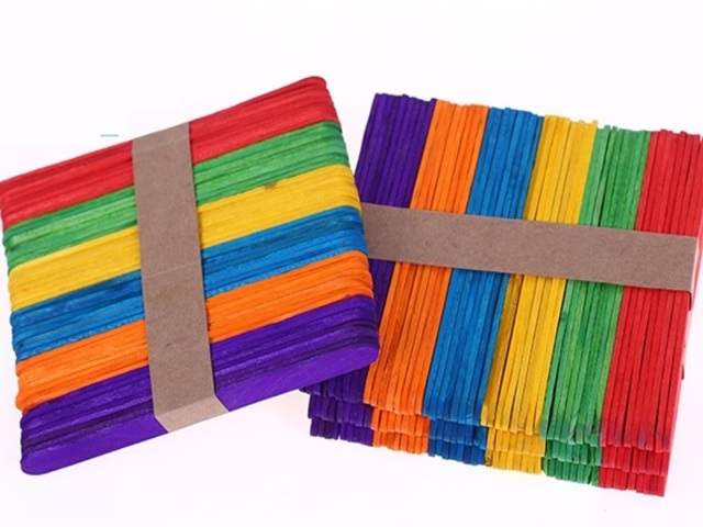 500 Art Wooden Craft Stick Paddle Pop Natural Wood Mixed Color f