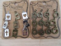 12Packets Peace Cross Heart Charms Pendants Assorted Retail Pack