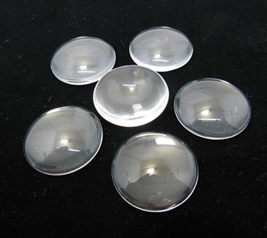 24Pcs Clear Round Glass Magnifying Cabochon Tiles 25x6mm Retail - Click Image to Close