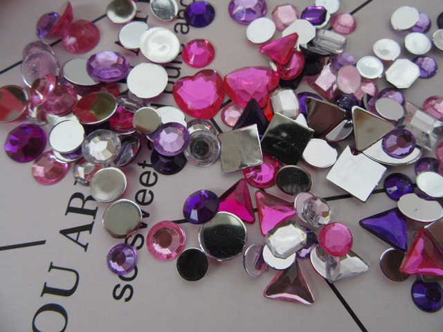 4Boxes x 304Pcs Pink Purple Flatback Rhinestones Retail Package - Click Image to Close