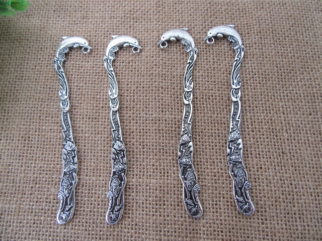 10 Silver Plated Metal Dolphin Bookmarks ac-bm29 - Click Image to Close