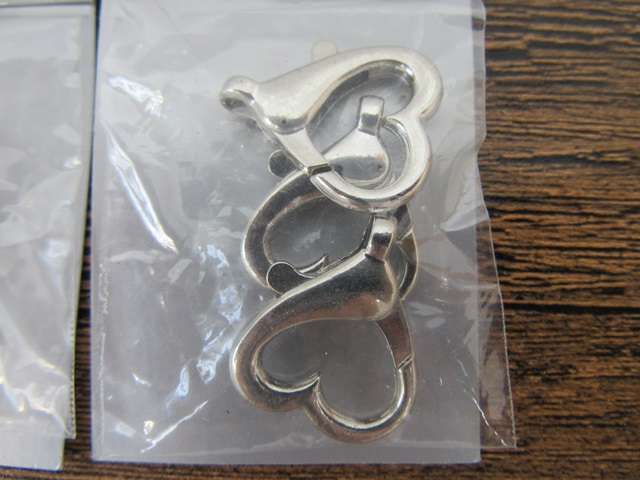 12Pkts x 3Pcs SILVER Nickel Free Heart Lobster Clasp - Click Image to Close