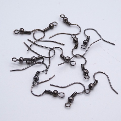 1000Pcs Gunblack Color Ear Wire Hooks W/Bead Coil - Click Image to Close