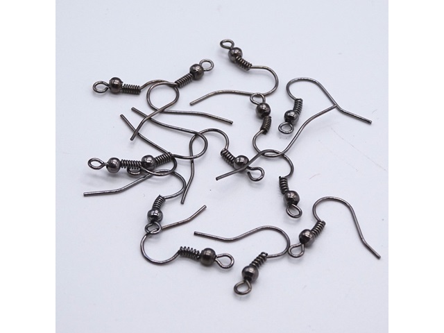 1000Pcs Gunblack Color Ear Wire Hooks W/Bead Coil