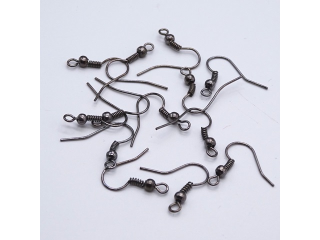 1000Pcs Gunblack Color Ear Wire Hooks W/Bead Coil - Click Image to Close