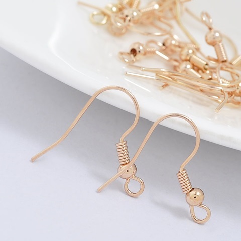 1000Pcs Rose Golden Ear Wire Hooks W/Bead Coil - Click Image to Close