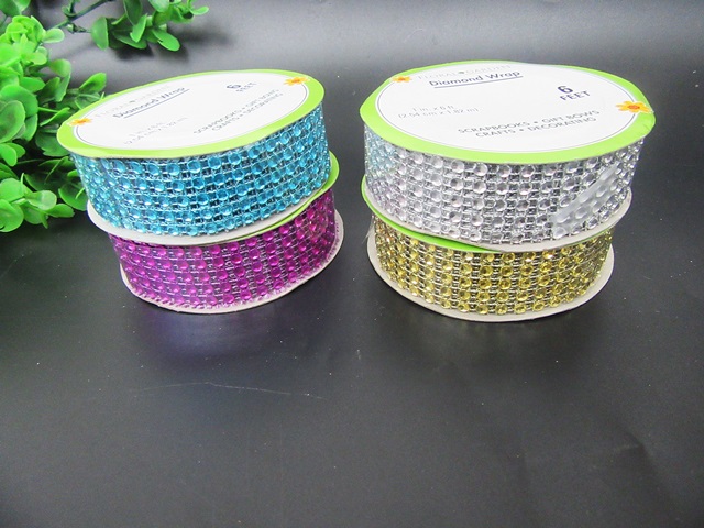 10Pcs Diamond Mesh Rhinestone Ribbon Crystal Wrap 5 Row - Click Image to Close