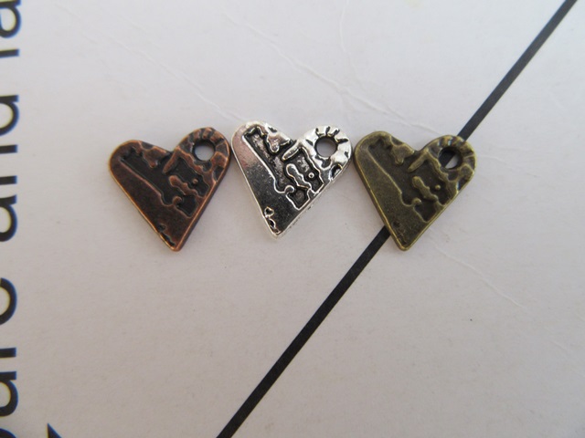200Pcs Alloy Flat Heart Beads Charms Pendants Assorted Wholesale - Click Image to Close