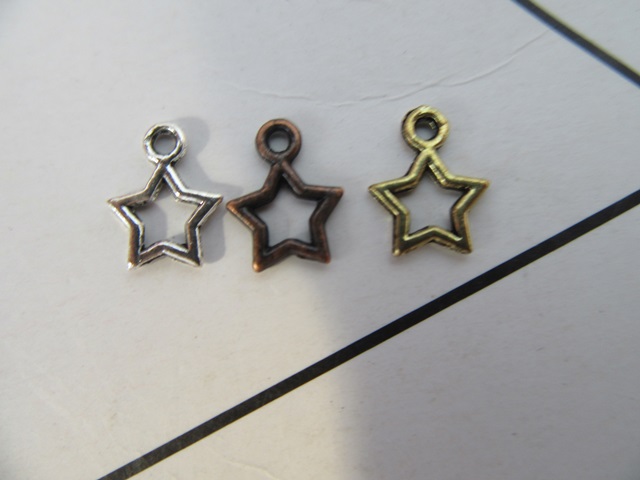 200Pcs Alloy Metal Star Beads Charms Pendants Mixed - Click Image to Close