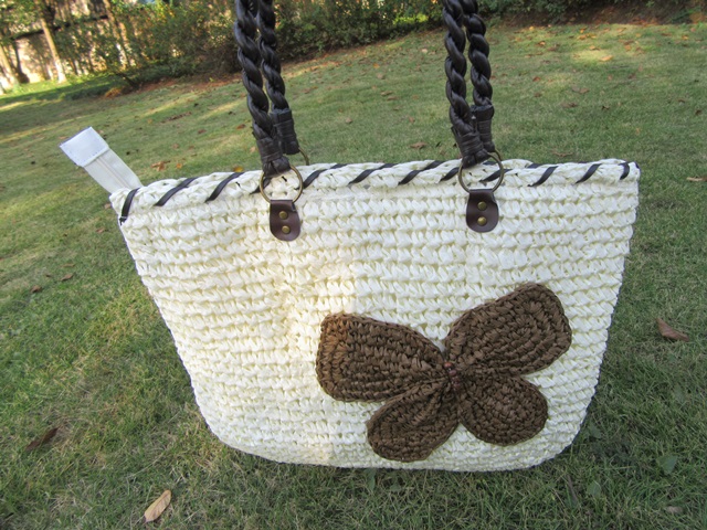 1X Beach Retro Straw Rattan Wicker Handbag Knitted Bag with Bowk - Click Image to Close