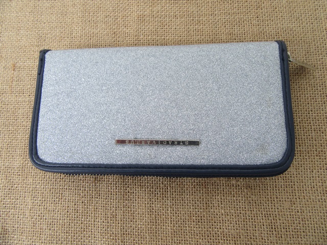 1Pc New Fashion Silver & Blue Long Lady Wallet Purse - Click Image to Close