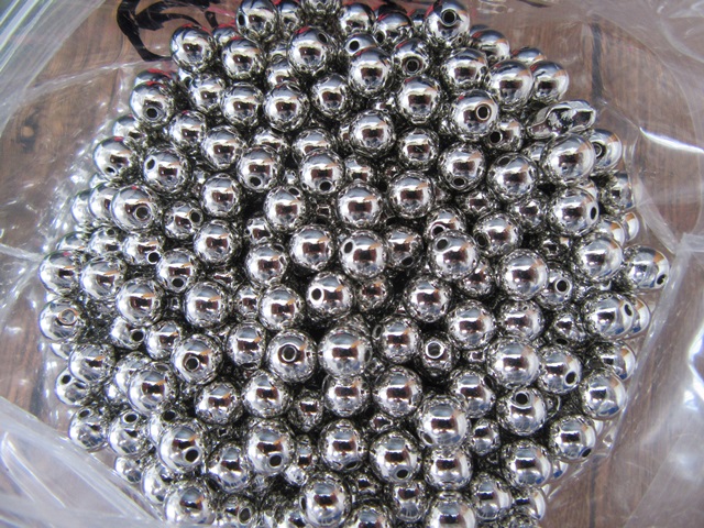 1700Pcs Silver Plastic Round Beads Spacer Beads 8mm Dia. - Click Image to Close