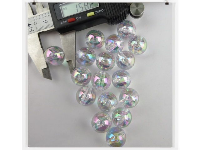 3Packets X 48Pcs Plastic AB Color Clear Round Beads 16mm Dia.