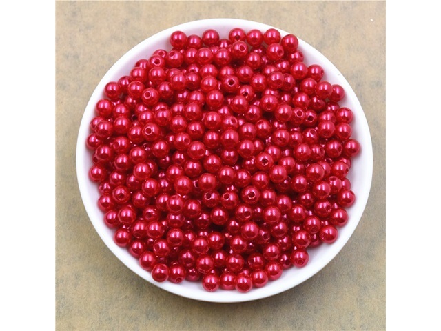 1000 Red Round Simulate Pearl Loose Beads 8mm - Click Image to Close