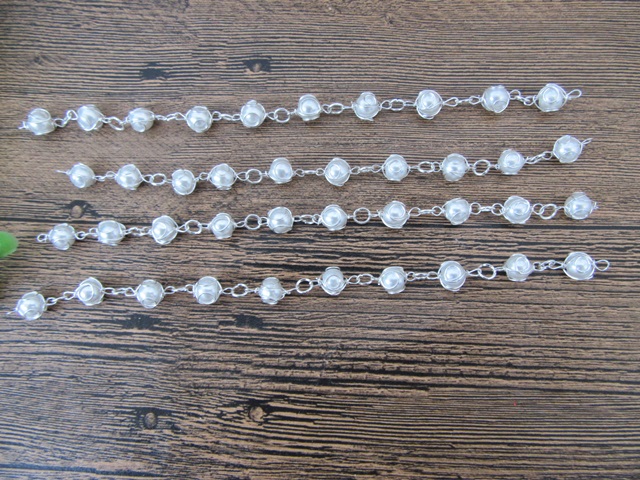 50String White Simulate Pearl Beads Unfinished Bracelet Jewelry - Click Image to Close