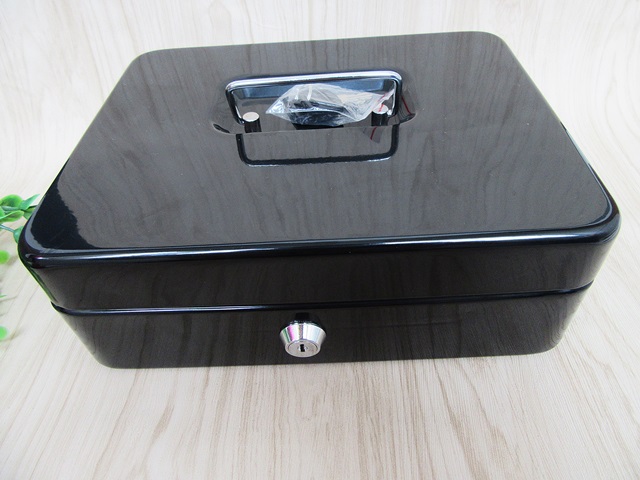 1Set Metal Black Cash Box Coin Bank 25x20x8.5cm - Click Image to Close