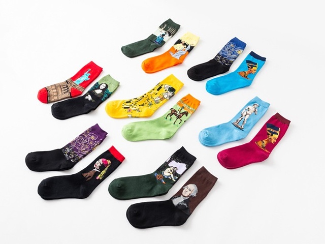 12Pairs Comfortable Retro Vintage Painting Art Cotton Socks Lisa